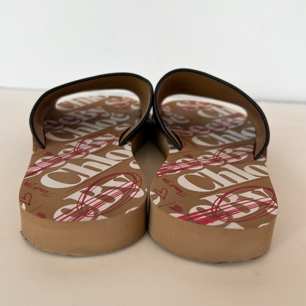 See by Chloé Essie Black Leather Mule Sandals with Tan Soles, size 37 - Picture 11 of 13